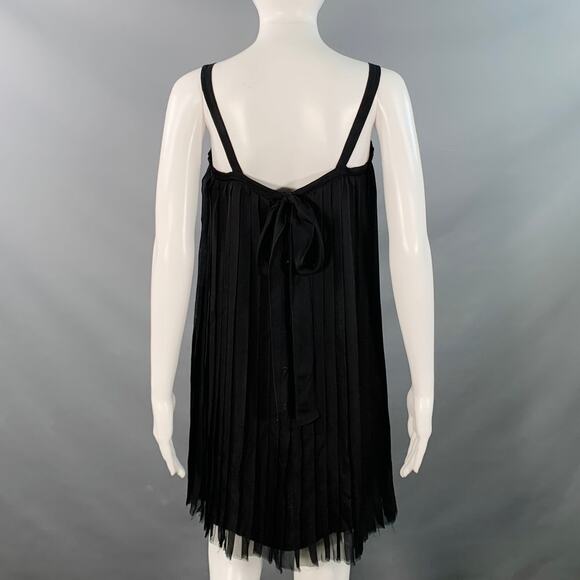 Cruise Size S Black Silk Pleated Sleeveless Knee Length Cocktail Dress - Picture 4 of 11